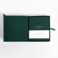 The World Travel journal inside keepsake box in forest green